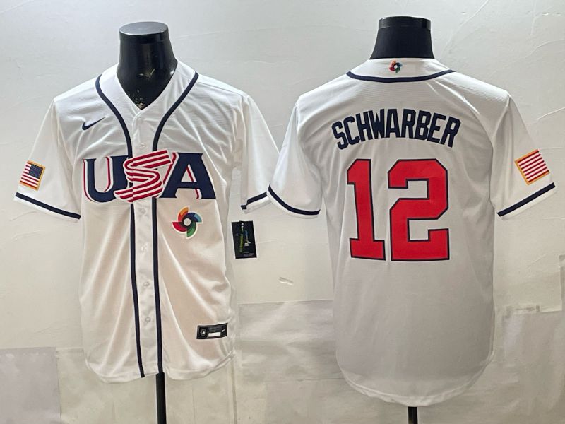 Men 2026 World Cub USA #12 Schwarber White Game Nike MLB Jersey style 009->->MLB Jersey